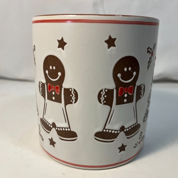 Gingerbread Man Christmas Ceramic Coffee Mug 20 oz Embossed Trees Eli + Ana - Picture 3 of 7